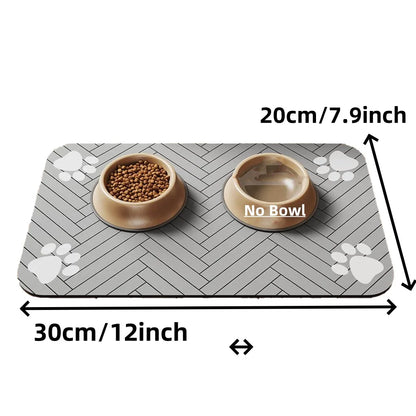 Absorbent Pet Feeding Mat with Waterproof Rubber Backing - Quick-Dry Placemat for Food and Water Bowls for Dogs and Cats