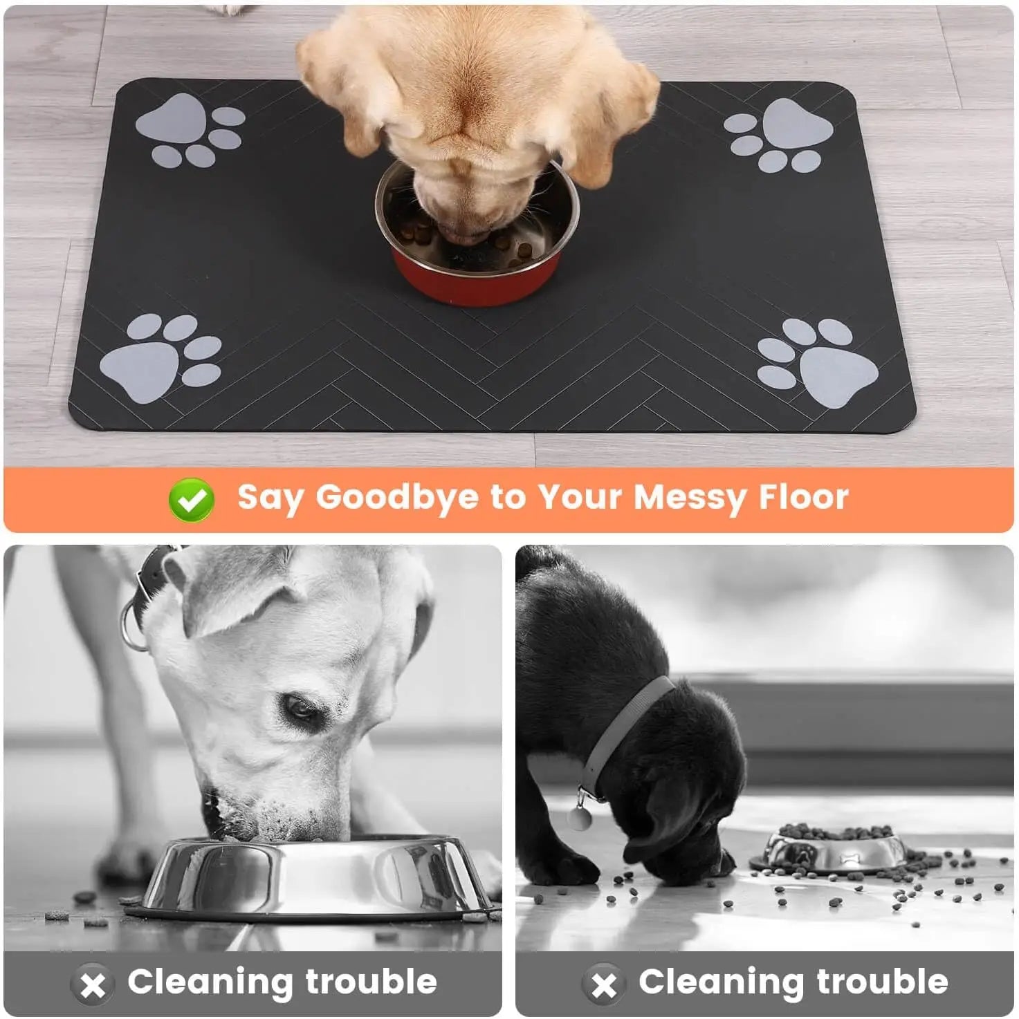 Absorbent Pet Feeding Mat with Waterproof Rubber Backing - Quick-Dry Placemat for Food and Water Bowls for Dogs and Cats