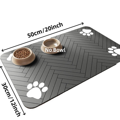 Absorbent Pet Feeding Mat with Waterproof Rubber Backing - Quick-Dry Placemat for Food and Water Bowls for Dogs and Cats
