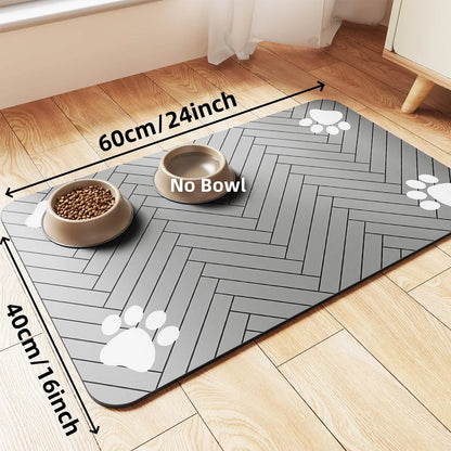 Absorbent Pet Feeding Mat with Waterproof Rubber Backing - Quick-Dry Placemat for Food and Water Bowls for Dogs and Cats
