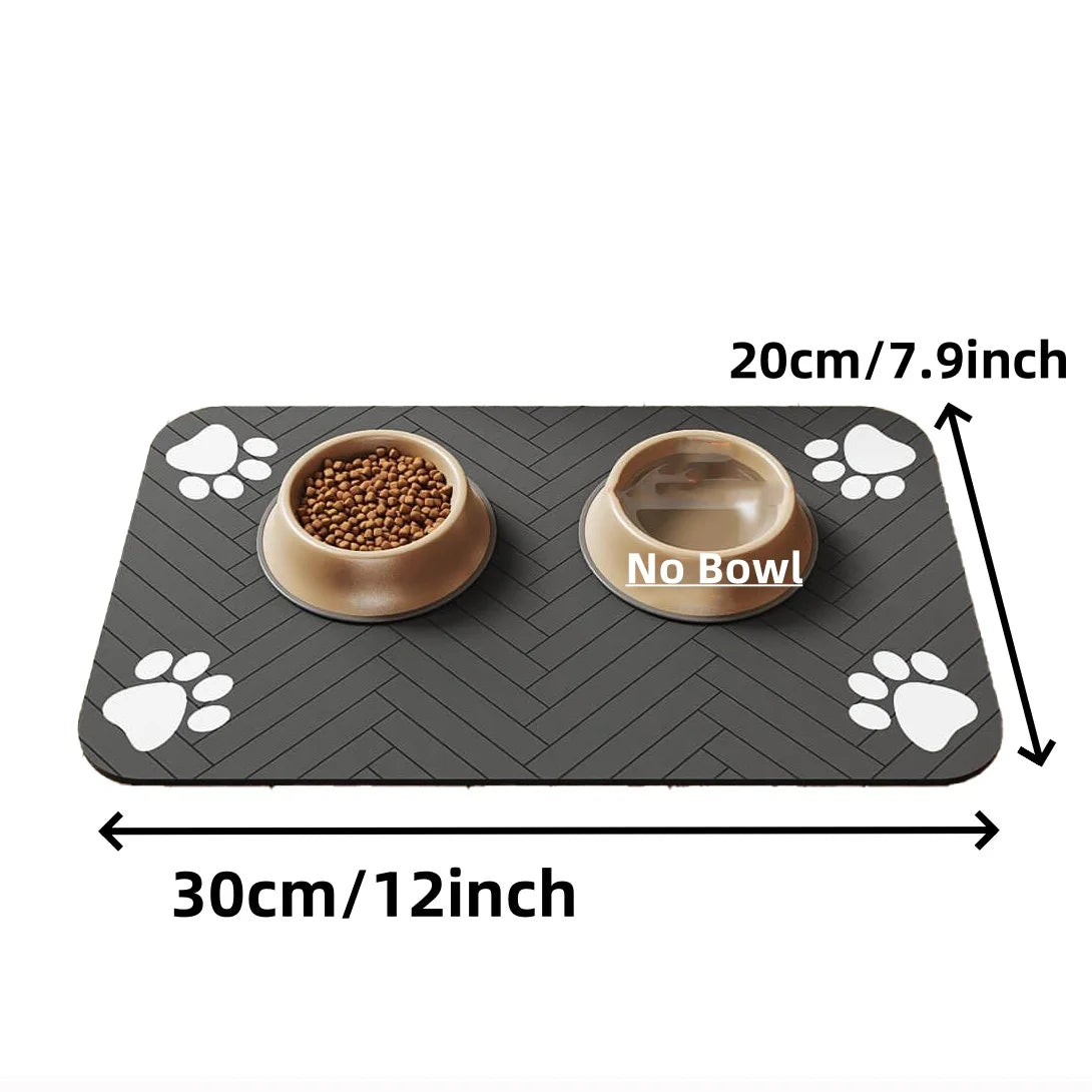 Absorbent Pet Feeding Mat with Waterproof Rubber Backing - Quick-Dry Placemat for Food and Water Bowls for Dogs and Cats