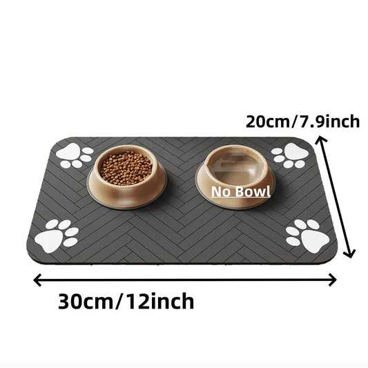 Absorbent Pet Feeding Mat with Waterproof Rubber Backing - Quick-Dry Placemat for Food and Water Bowls for Dogs and Cats